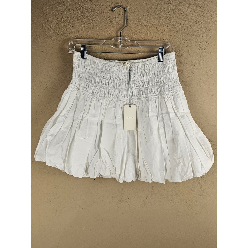 NWT Georgie Womens White Drop Waist Poplin Mini Skirt Large